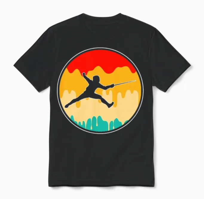 Fencing Retro Unisex T-Shirt in Black