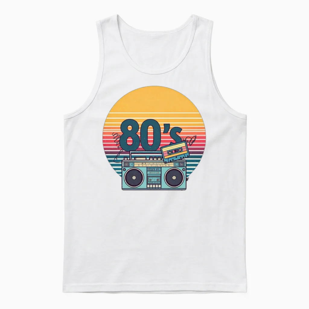 Retro 80s Unisex Tank Top in White