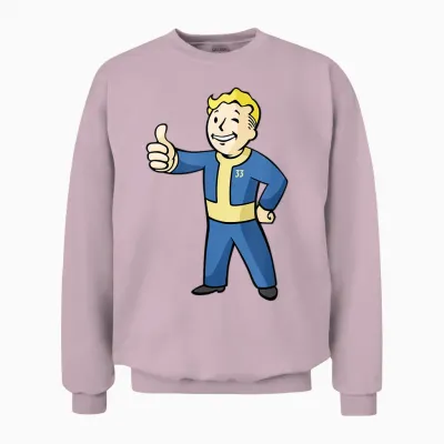 Fallout - Vault Boy T-Shirt, Black Unisex Sweatshirt - Light Pink