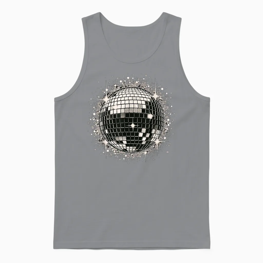 Black and White Disco Ball Retro Party Unisex Tank Top in Sport Grey