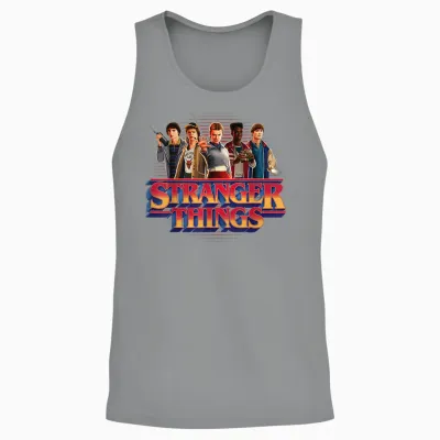 Stranger Things Season 5 Main Crew 80's Style Group Logo Unisex Tank Top - Sport Grey