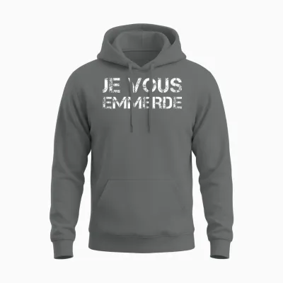 Je Vous Emmerde Tee Shirt Homme Manche Courte Humour T-Shirt Haut De Gamme Unisex Hoodie - Graphite Heather