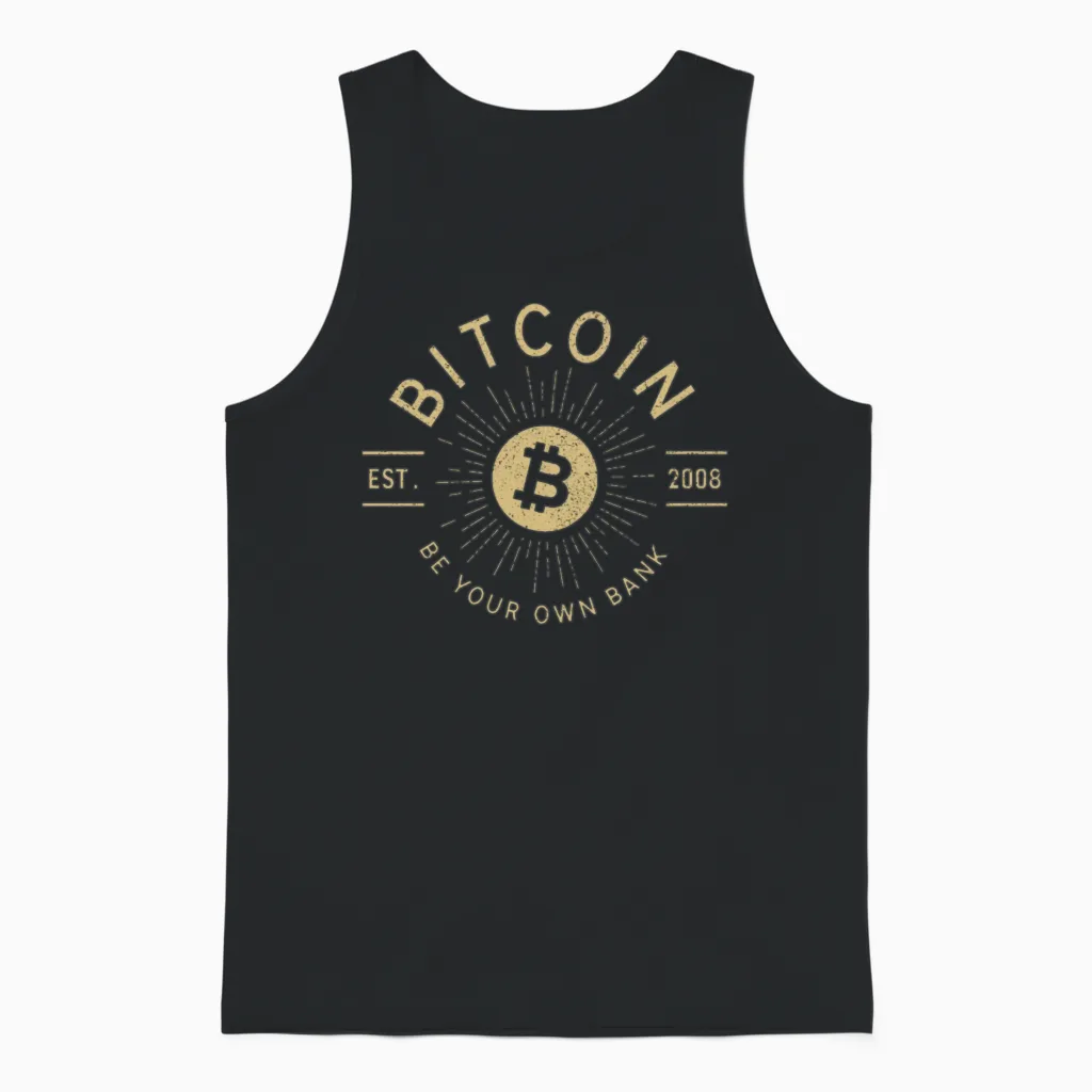 Bitcoin Crypto Blockchain Money Gif Christmas Unisex Tank Top in Black
