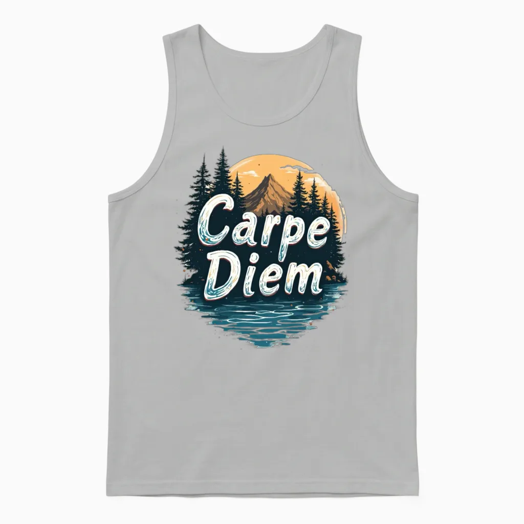 Carpe Diem Adventure Awaits Travel Unisex Tank Top in Ash