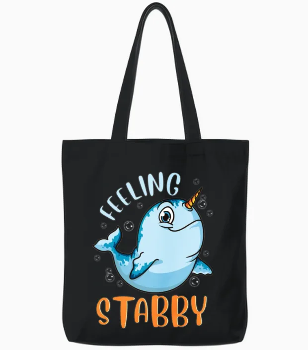 Funny Feeling Stab Tote Bags in Black