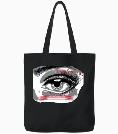 Eye with Tear Freedom Design Tote Bags - Black