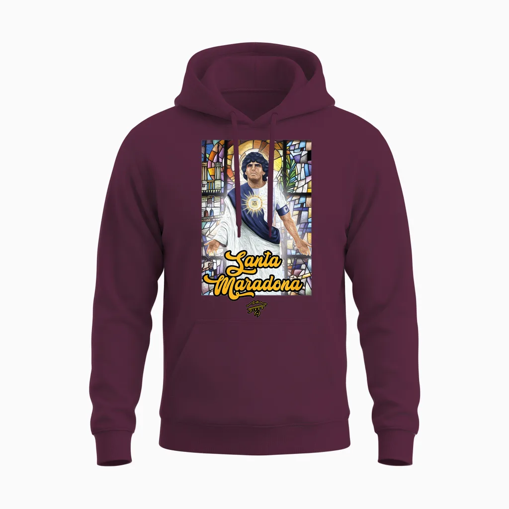 Santa Maradona Christmas Unisex Hoodie in Maroon