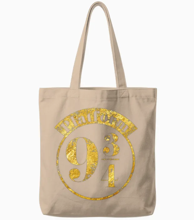 Harry Potter Platform 9 3/4 Gold Tote Bags in Natural