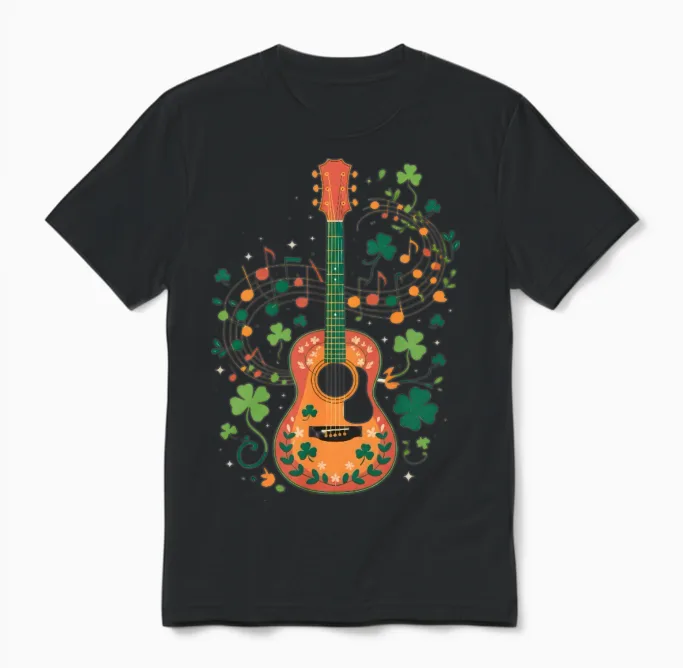 Shamrock Sounds โ Irish Music Celebration Unisex T-Shirt in Black