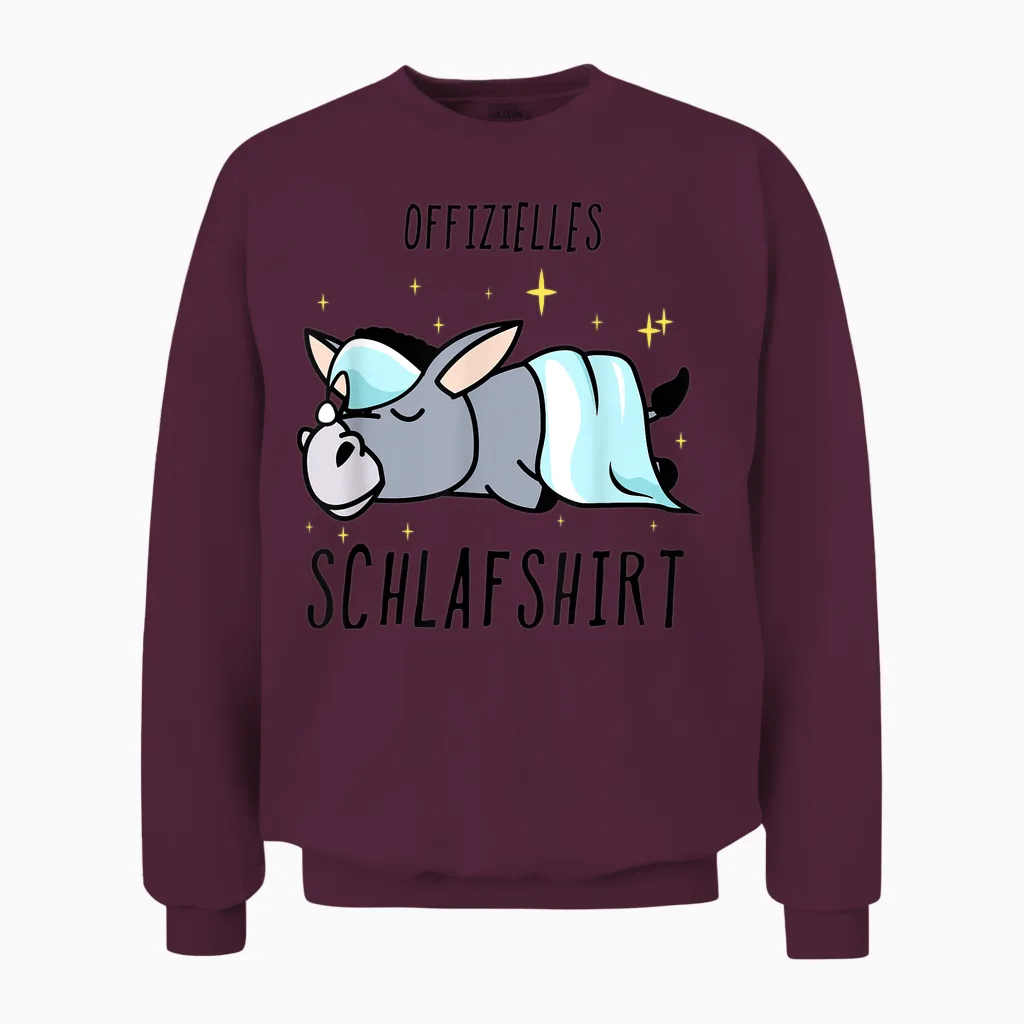 Esel Pyjama Schlafanzug Unisex Sweatshirt in Maroon
