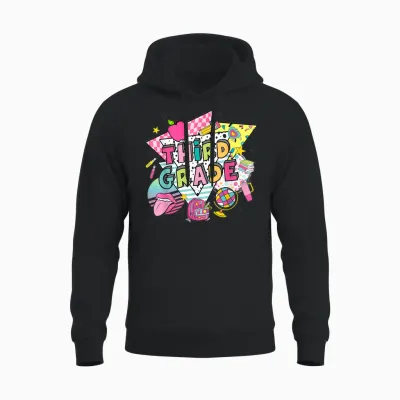 Hello Third Grade Shirt - Girls 3rd Grade Outfit, 3rd Grade Unisex Hoodie - Black