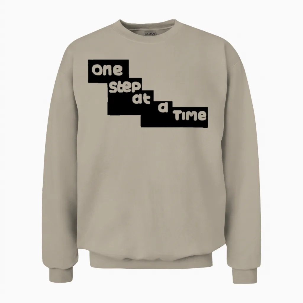 One Step at a Time-Breast Cancer Awareness Unisex Sweatshirt in Sand