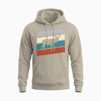 Deer Retro Unisex Hoodie - Sand