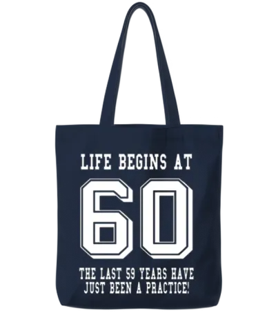 Life Begins at 60... 60th Birthday Tote Bags - Navy