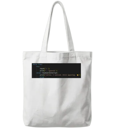 Python Ignore Script | Funny Programming Design Tote Bags - White