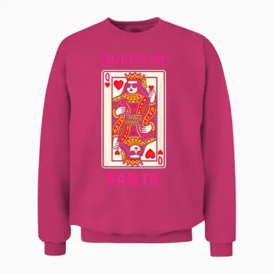 Queen of Farts Funny Poker Playing Cards Humour Unisex Sweatshirt - Heliconia
