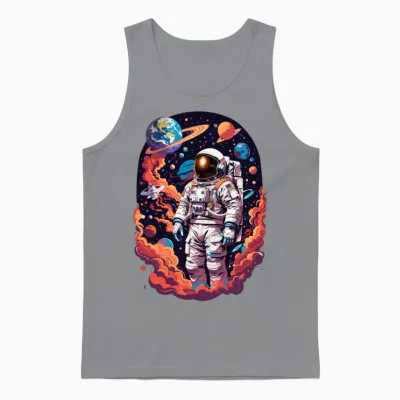 Fanny Astronaut in Galaxy Design Unisex Tank Top - Sport Grey