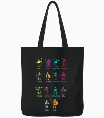 Greek Mythology Gods - Gods of Greece T-Shirt Small Tote Bags - Black