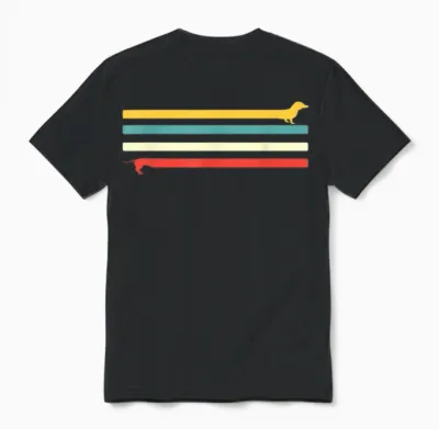 Dackel Retro Rauhaardackel Hunde Unisex T-Shirt - Black