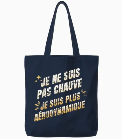 Je Ne Suis Pas Chauve Plus Aérodynamique - Humour Crâne Rasé Tote Bags - Navy