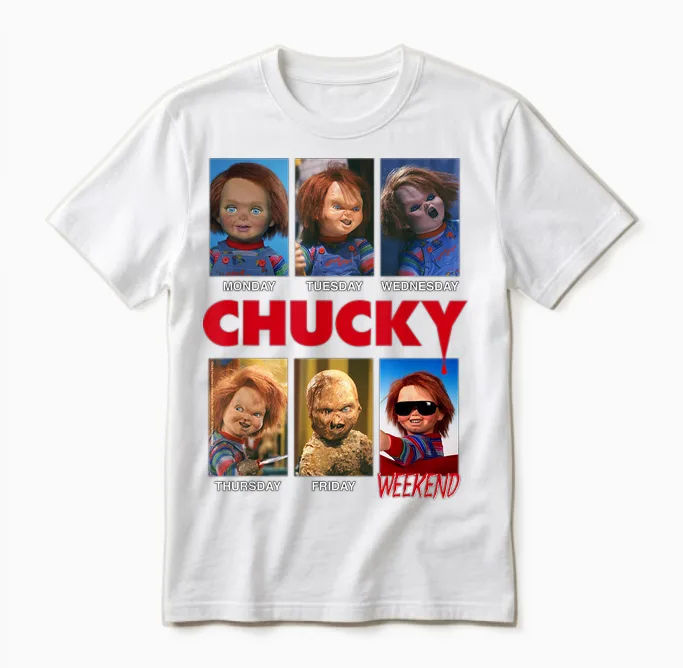 Chucky Days of the Week Moods Unisex T-Shirt in White