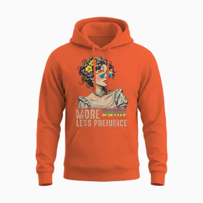 Lgbt Equal Rights More Pride Less Prejudice Rainbow Lgbtq Unisex Hoodie - Orange