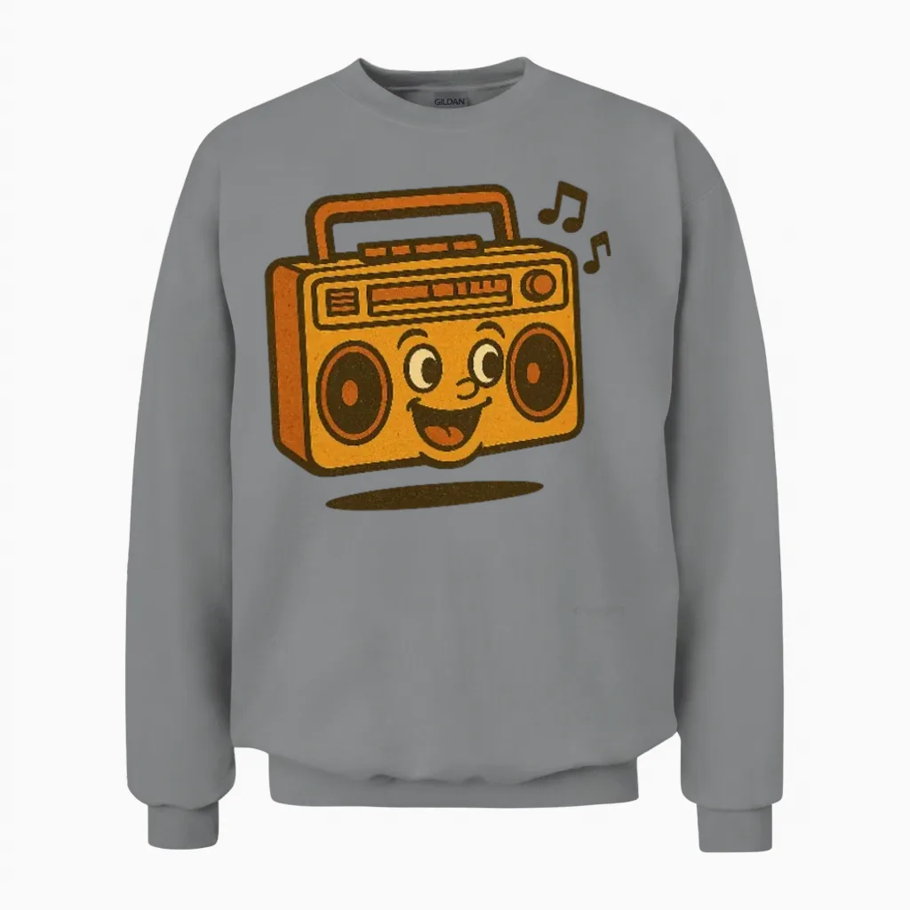 Retro Boombox Smile Unisex Sweatshirt - Sport Grey