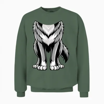 Wolf Shirt Adult Men Women Children Werewolf Costume Unisex Sweatshirt - Military Green