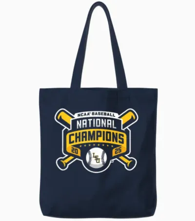 Lsu Tigers Baseball National Champs 2025 Official Logo Tote Bags - Navy