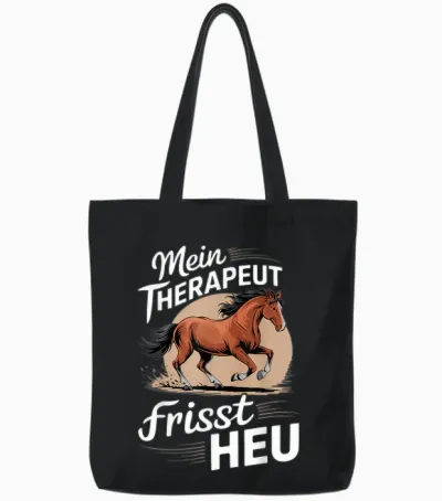 Pferdeliebhaber Pferd Damen Reiten Mein Therapeut Frisst Heu Tote Bags - Black