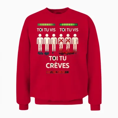 Dewey Toi Tu Vis Toi Tu Vis Toi Tu Creve Malcolm Unisex Sweatshirt - Red
