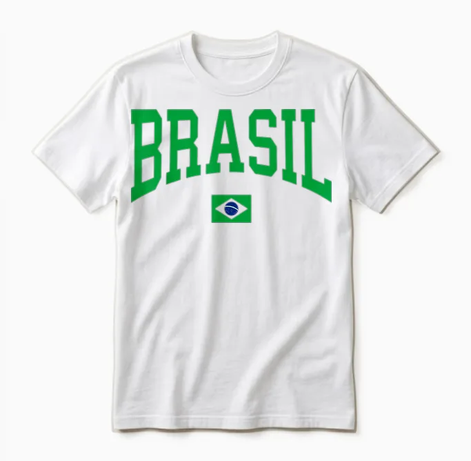 Brasilien T-Shirt Damen Herren Kinder Brasilien Geschenk Brasilianische Flagge Unisex T-Shirt in White