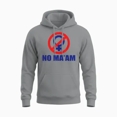 Classic No Maam Logo, 100% Accurate Front and Back T-Shirt, White Unisex Hoodie - Sport Grey