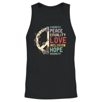 Diversity Equality Love Peace Hu Rights Social Jus Unisex Tank Top - Black – 2