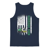 Garbage Man Us Flag Garbage Truck Unisex Tank Top - Navy – 1