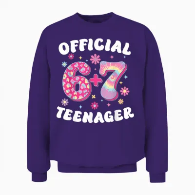 Official 6 Plus 7 Teenager 13 Geburtstag 67 Meme Unisex Sweatshirt - Purple
