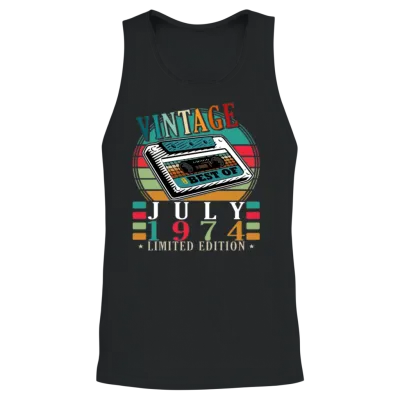 July 1974 Vintage Birthday Present Unisex Tank Top - Black