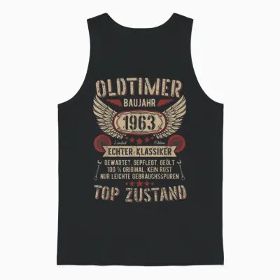 Oldtimer Baujahr 1963 Geboren Vintage Birthday Retro T-Shirt, Black Unisex Tank Top - Black
