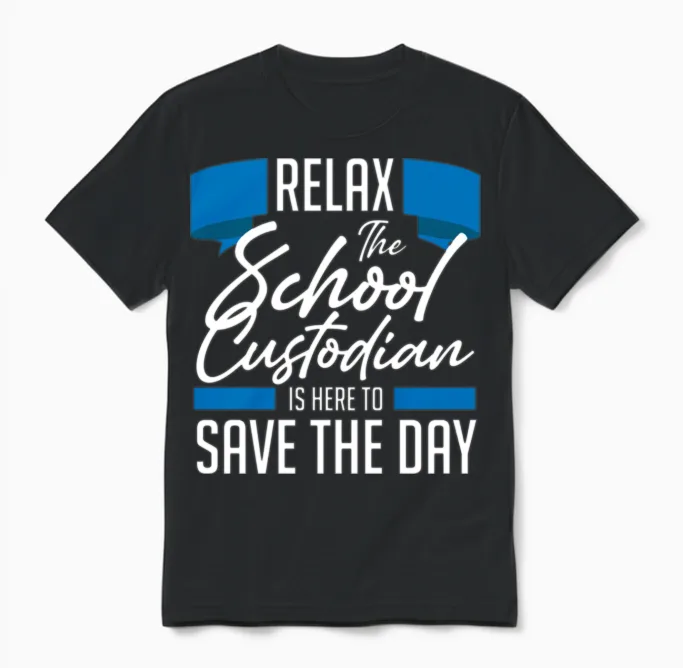 Funny School Custodian Unisex T-Shirt in Black