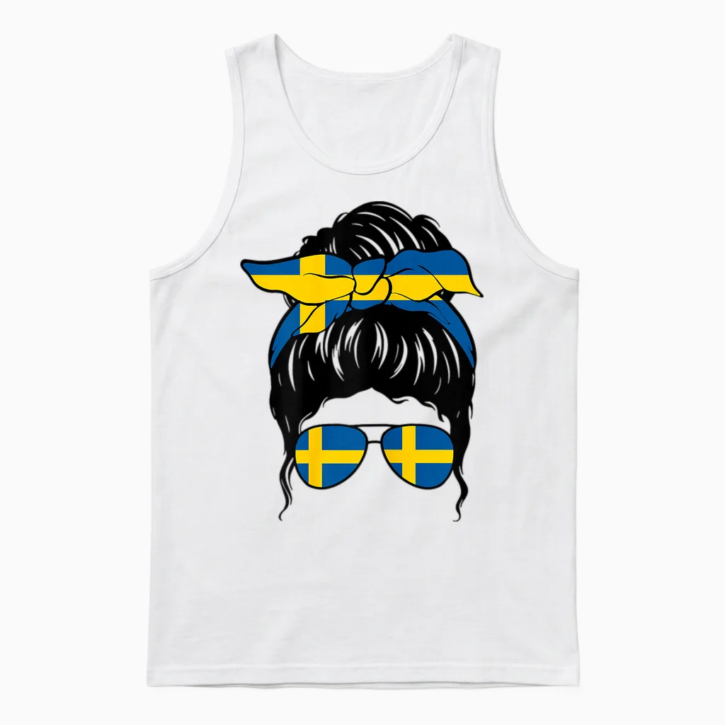 Schwedisches Mädchen Schweden Schwedische Flagge Stolze Schwedische Frau Unisex Tank Top in White