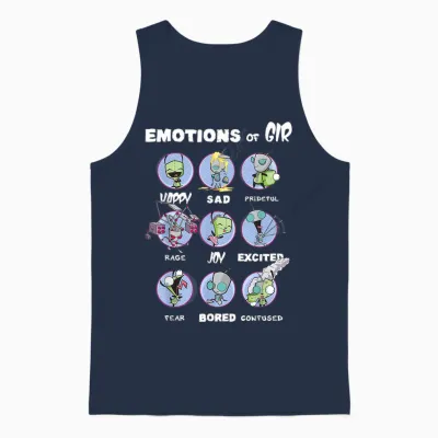 Nickelodeon Invader Zim the Many Emotions of Gir T-Shirt Small Unisex Tank Top - Navy