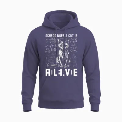 Schrödingers Cat Dead and Alive Physics Teacher T-Shirt, Black, S Unisex Hoodie - Heather Sport Dark Navy