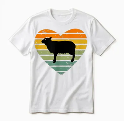 Ich Liebe Schafe Retro Herz Bauernhof Schäfer Lamm Schäfchen Unisex T-Shirt - White