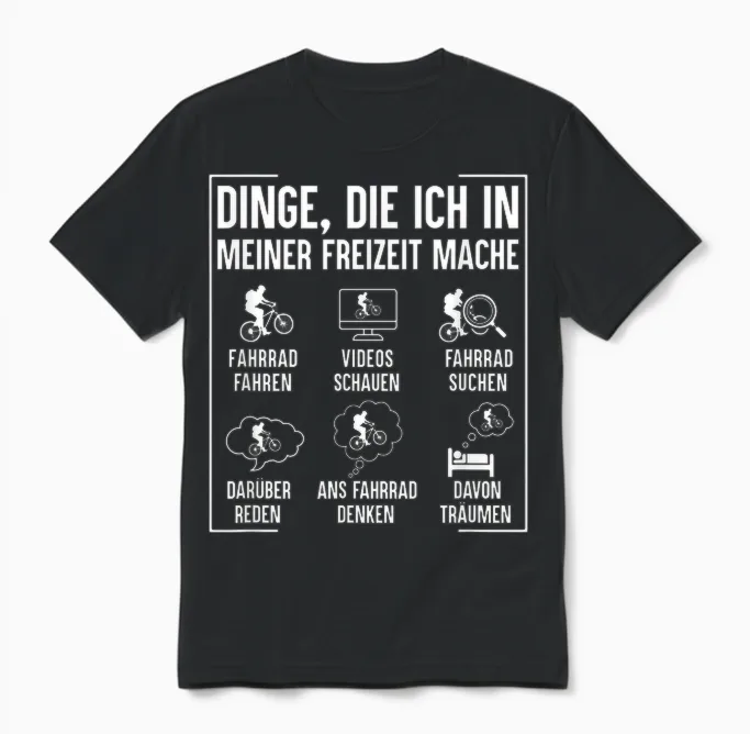 Lustige Fahrrad Shirts Dinge Die Ich in Meiner Freizeit Mache Fahrrad Mountainbike T-Shirt Schwarz Unisex Kinder/erwachsene Kurzarm Klein Unisex T-Shirt in Black