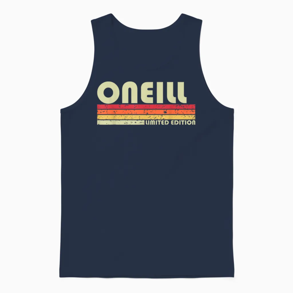 Oneill Surname Funny Retro Vintage 80s 90s Birthday Reunion Unisex Tank Top in Navy