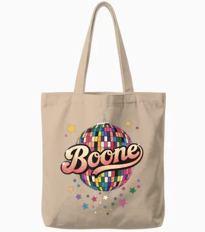 Girl Retro Boone First Name Personalized Heart Tote Bags - Natural