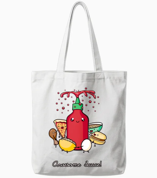Awesome Sauce Tote Bags in White