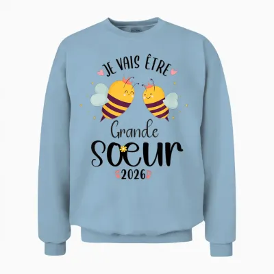 Child Future Big Sister 2026 Je Vais Etre Grande Soeur Unisex Sweatshirt - Light Blue