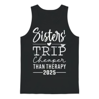 Sister’s Trip Cheaper Than Therapy Unisex Tank Top - Black – 1