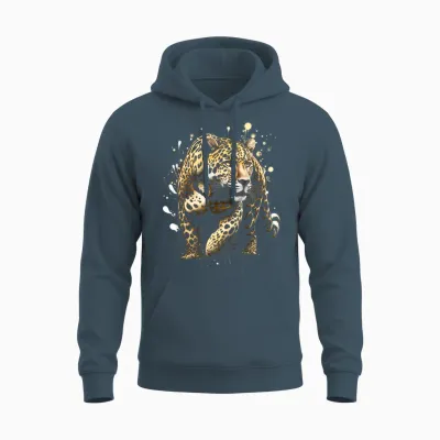 Cooler Leopard Mit Kunstvollen Farbspritzern Unisex Hoodie - Dark Heather